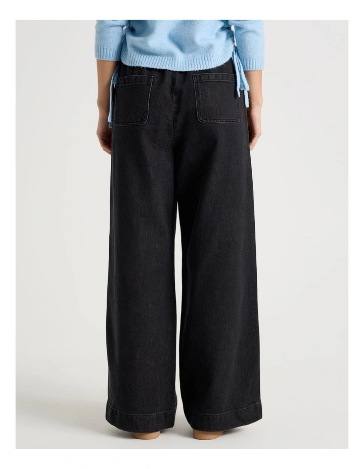 Wide Leg Soft Denim Pant in Jet Black image 5