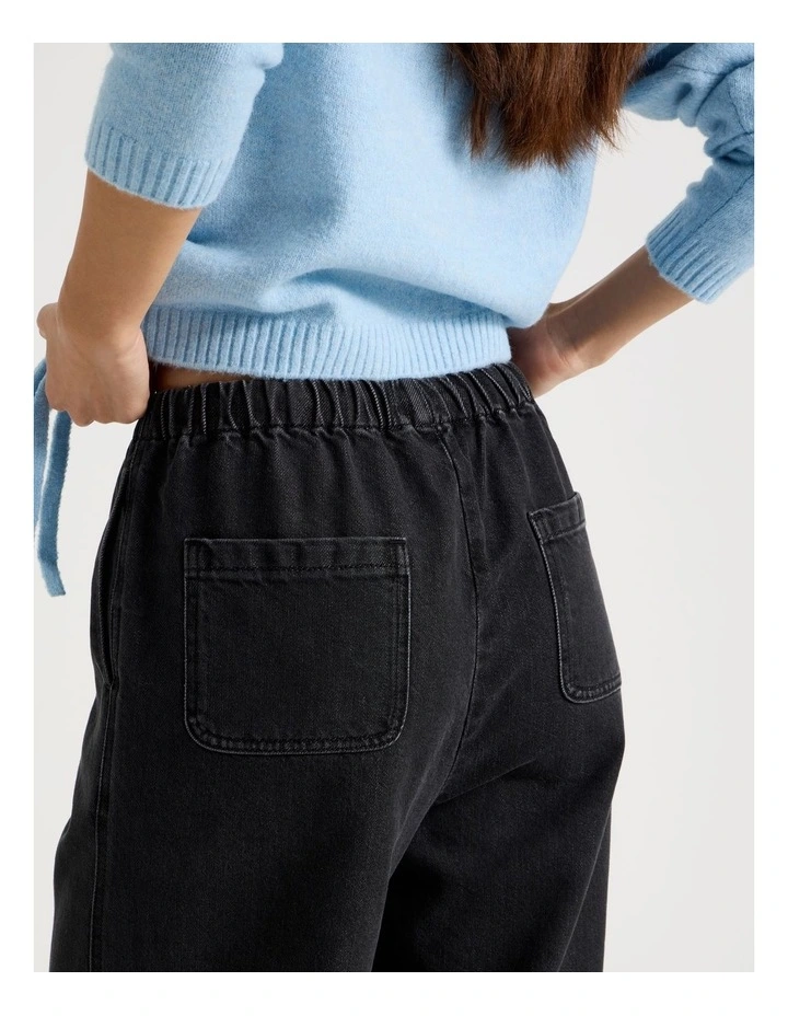 Wide Leg Soft Denim Pant in Jet Black image 6
