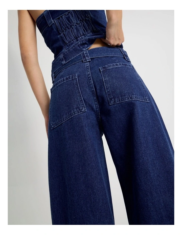 Buckle Detail Jeans in Mid Blue Wash image 6