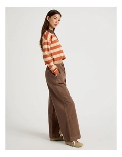 Wide Leg Soft Denim Pant in Deep Taupe