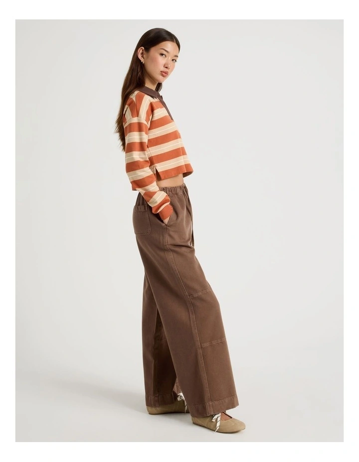 Wide Leg Soft Denim Pant in Deep Taupe image 1