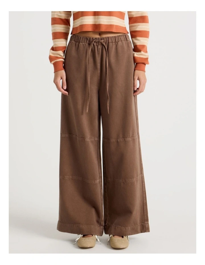 Wide Leg Soft Denim Pant in Deep Taupe image 2