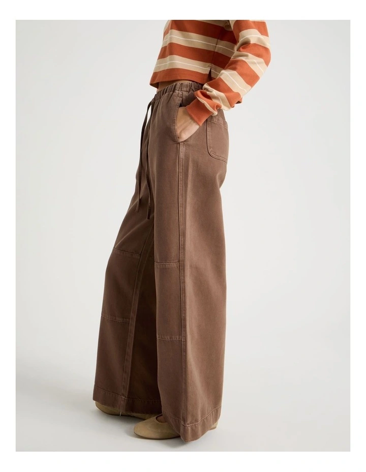 Wide Leg Soft Denim Pant in Deep Taupe image 4