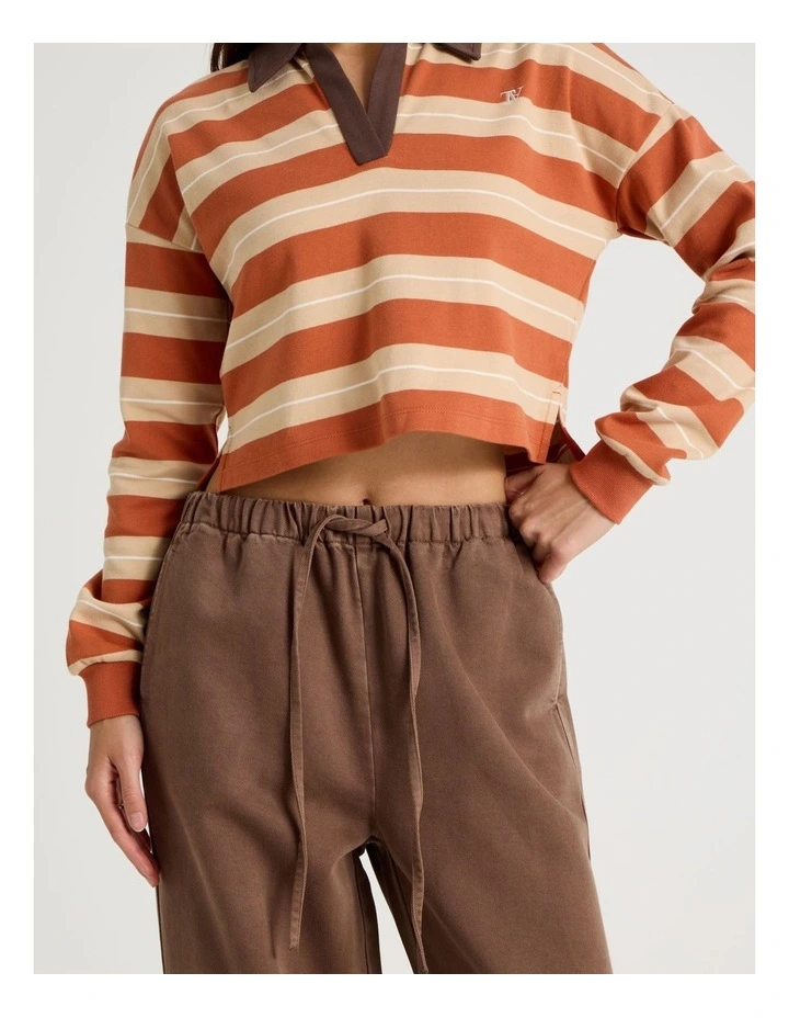 Wide Leg Soft Denim Pant in Deep Taupe image 5