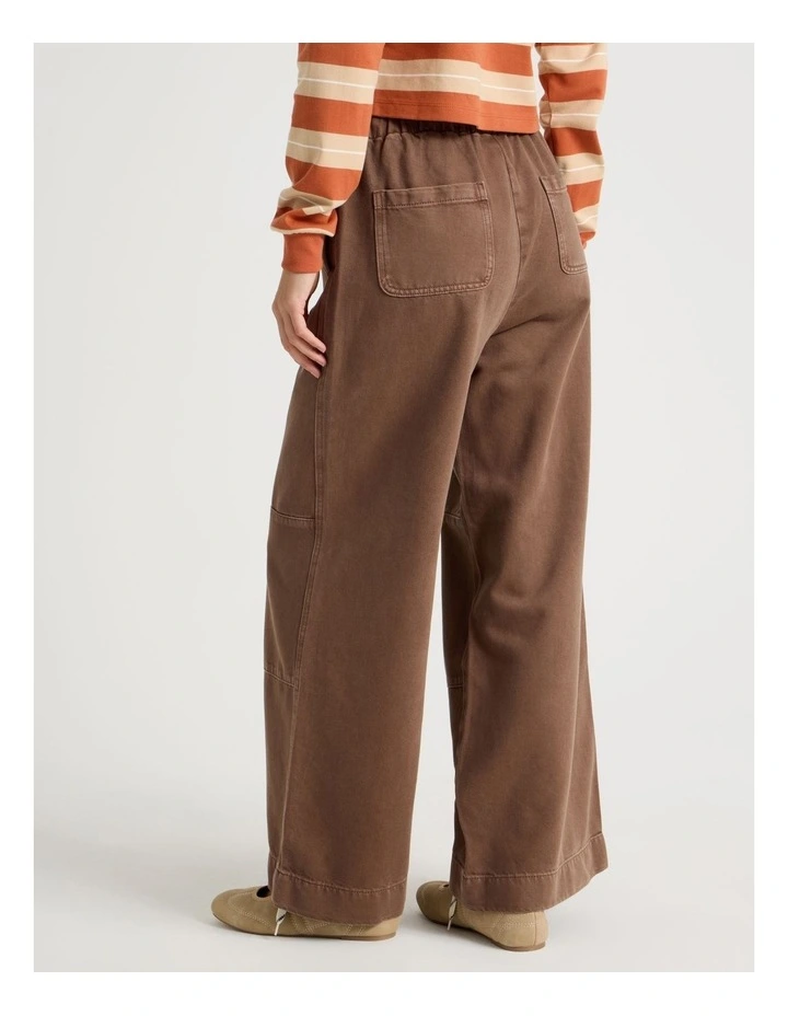 Wide Leg Soft Denim Pant in Deep Taupe image 6