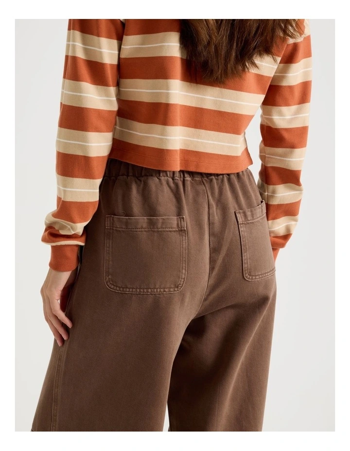 Wide Leg Soft Denim Pant in Deep Taupe image 7