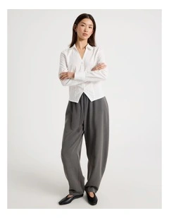 Tie Waist Barrel Leg Pant in Charcoal