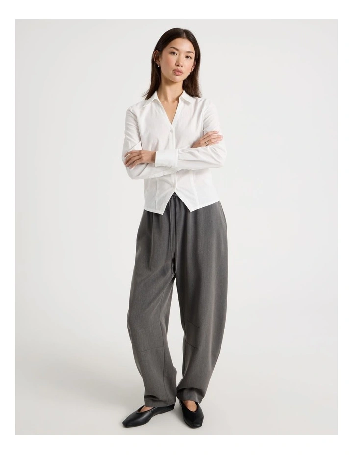 Tie Waist Barrel Leg Pant in Charcoal image 1