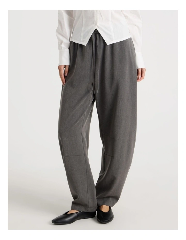 Tie Waist Barrel Leg Pant in Charcoal image 2