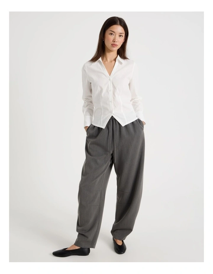 Tie Waist Barrel Leg Pant in Charcoal image 3