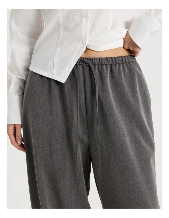 Tie Waist Barrel Leg Pant in Charcoal image 4