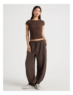 Tie Waist Barrel Leg Pant in Bracken