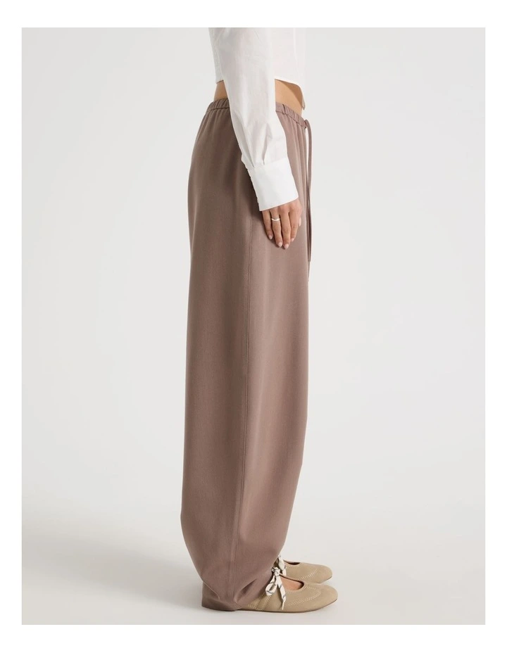 Tie Waist Barrel Leg Pant in Deep Taupe image 2