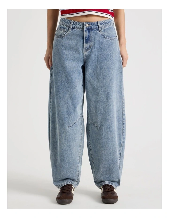 Baggy Barrel Leg Jean in Light Blue Wash image 1