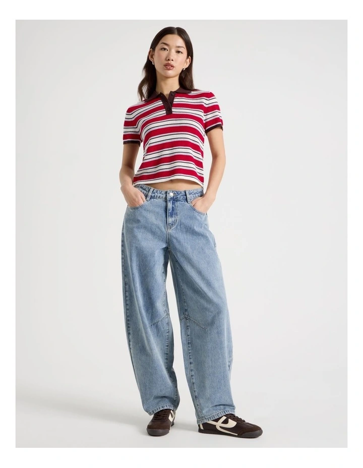Baggy Barrel Leg Jean in Light Blue Wash image 2