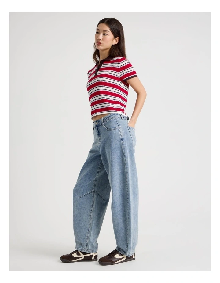 Baggy Barrel Leg Jean in Light Blue Wash image 4