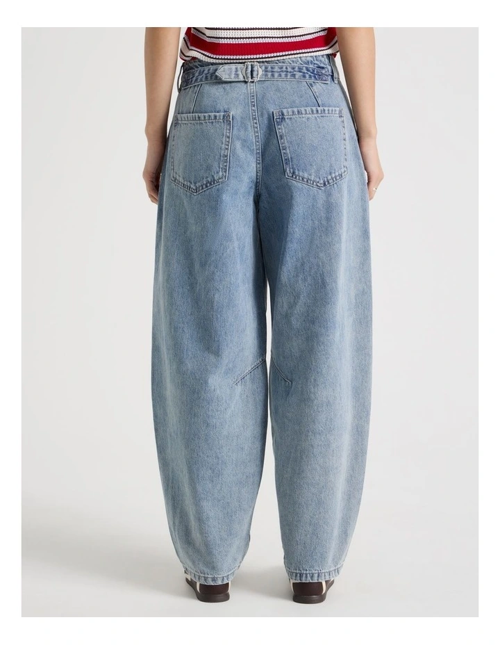 Baggy Barrel Leg Jean in Light Blue Wash image 6