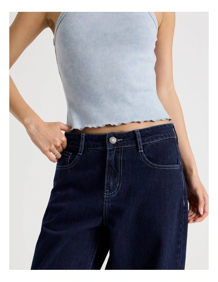 Baggy Barrel Leg Jean in Dark Blue Wash image 3