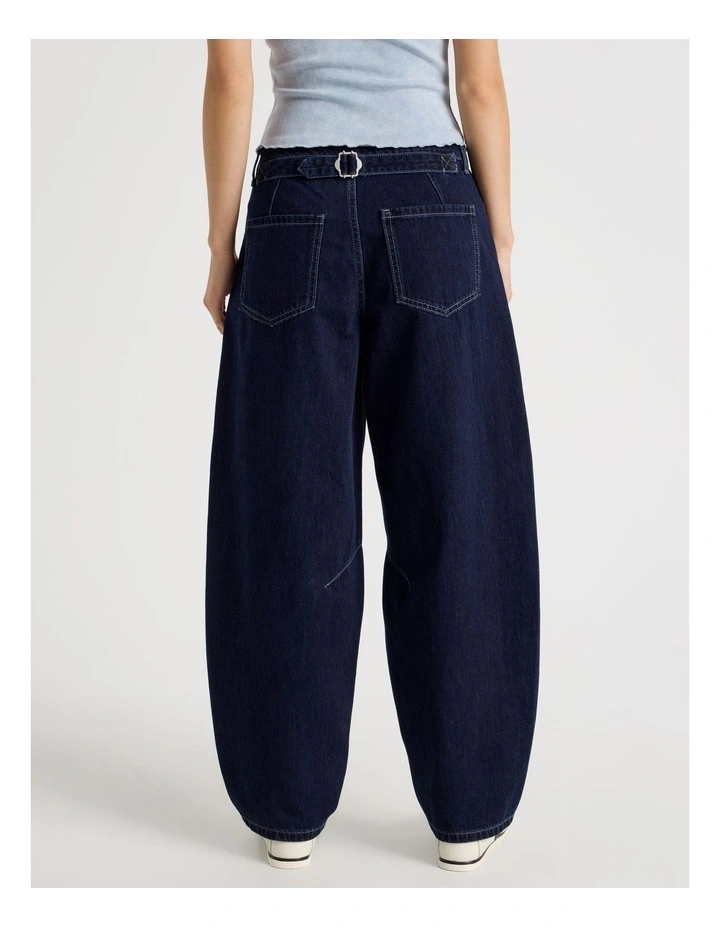 Baggy Barrel Leg Jean in Dark Blue Wash image 4