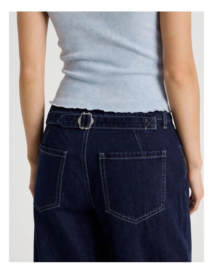 Baggy Barrel Leg Jean in Dark Blue Wash image 5