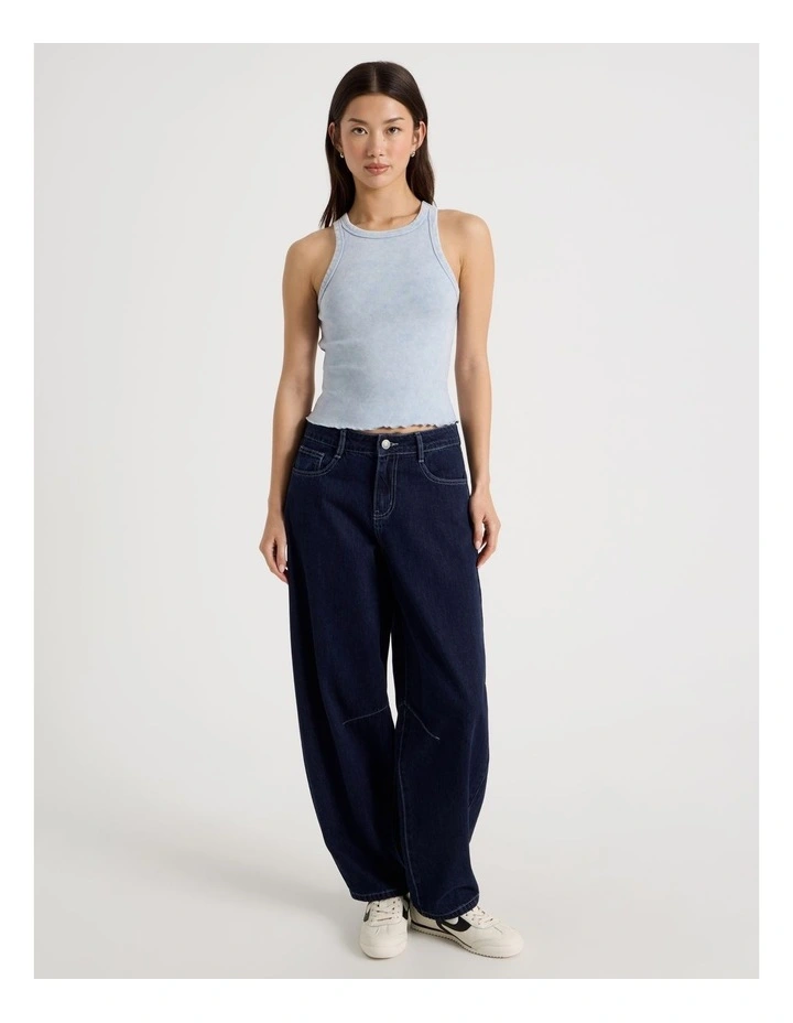 Baggy Barrel Leg Jean in Dark Blue Wash image 6