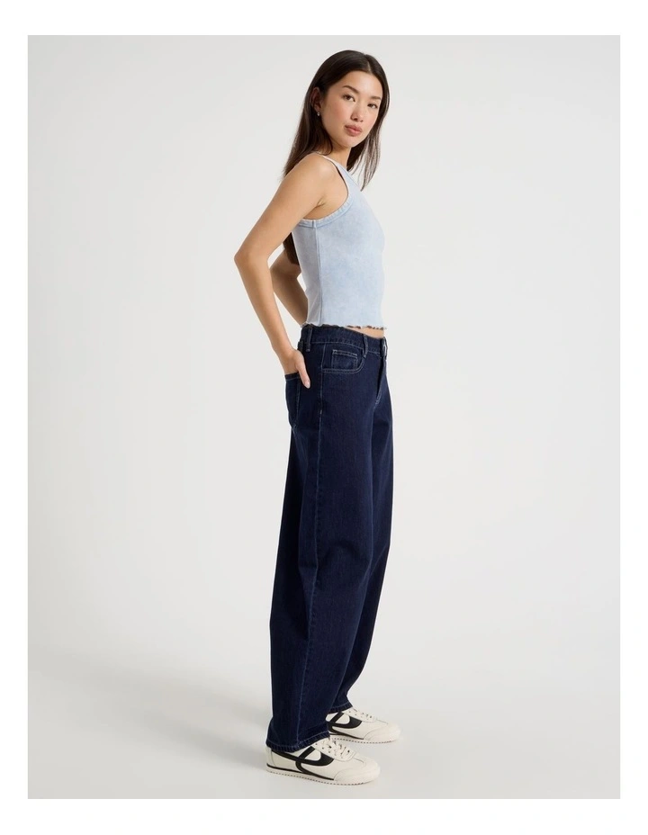 Baggy Barrel Leg Jean in Dark Blue Wash image 7