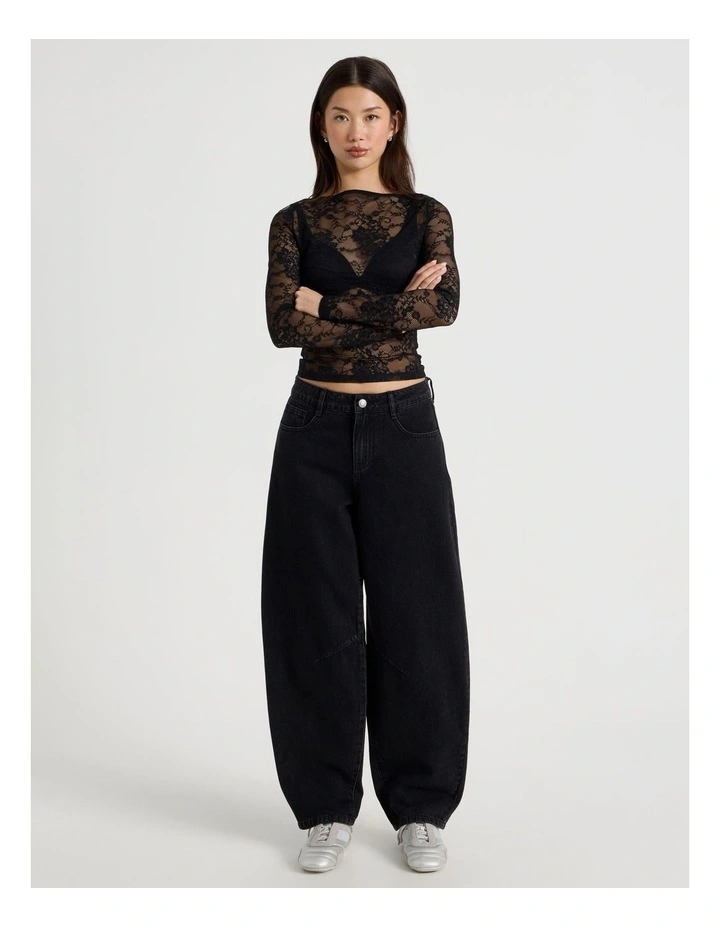 Baggy Barrel Leg Jean in Black Wash image 1