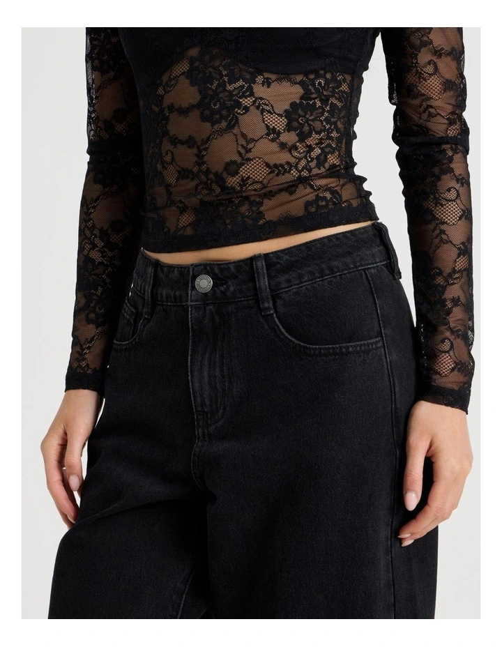 Baggy Barrel Leg Jean in Black Wash image 3