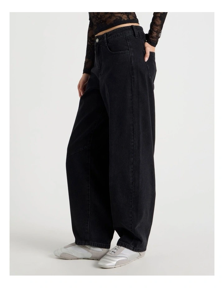 Baggy Barrel Leg Jean in Black Wash image 4