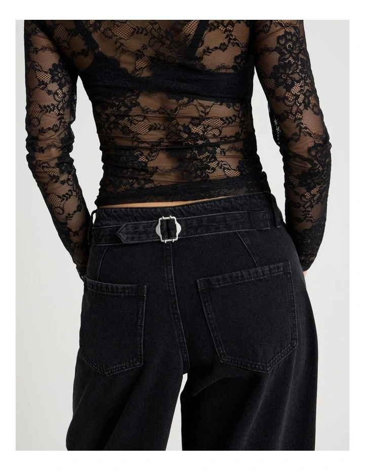 Baggy Barrel Leg Jean in Black Wash image 6