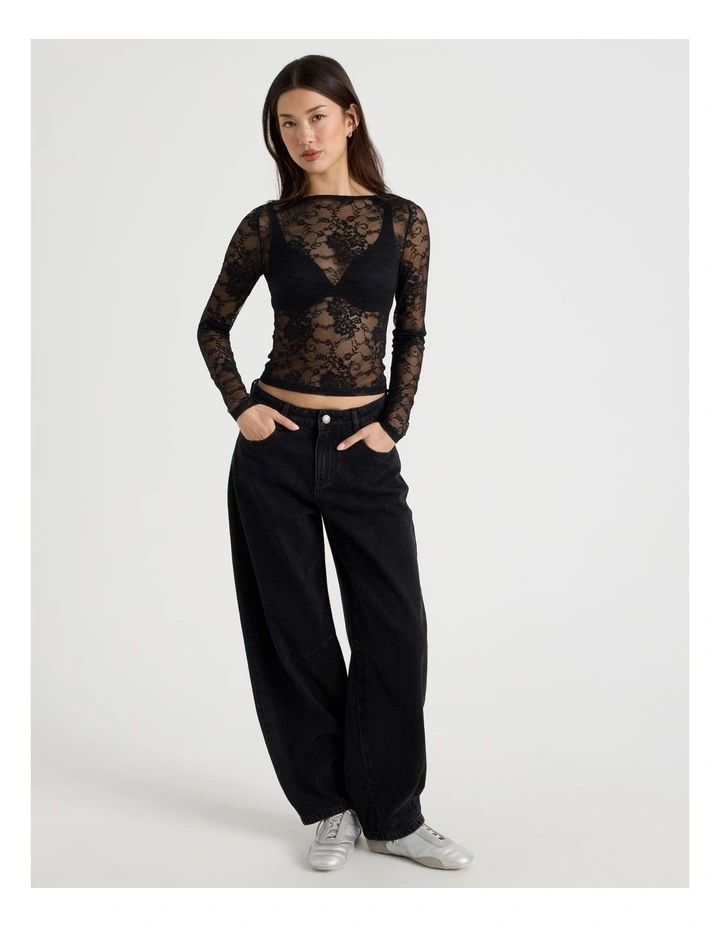 Baggy Barrel Leg Jean in Black Wash image 7