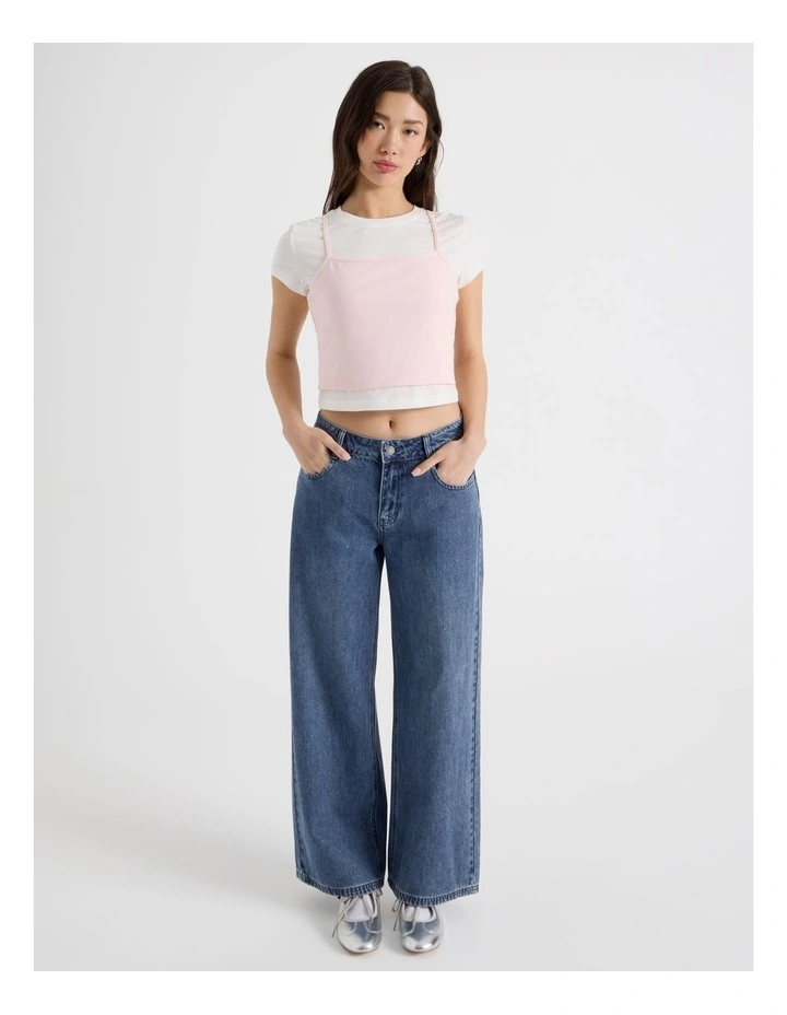 Low Rise Baggy Leg Jean in Mid Blue Wash image 3
