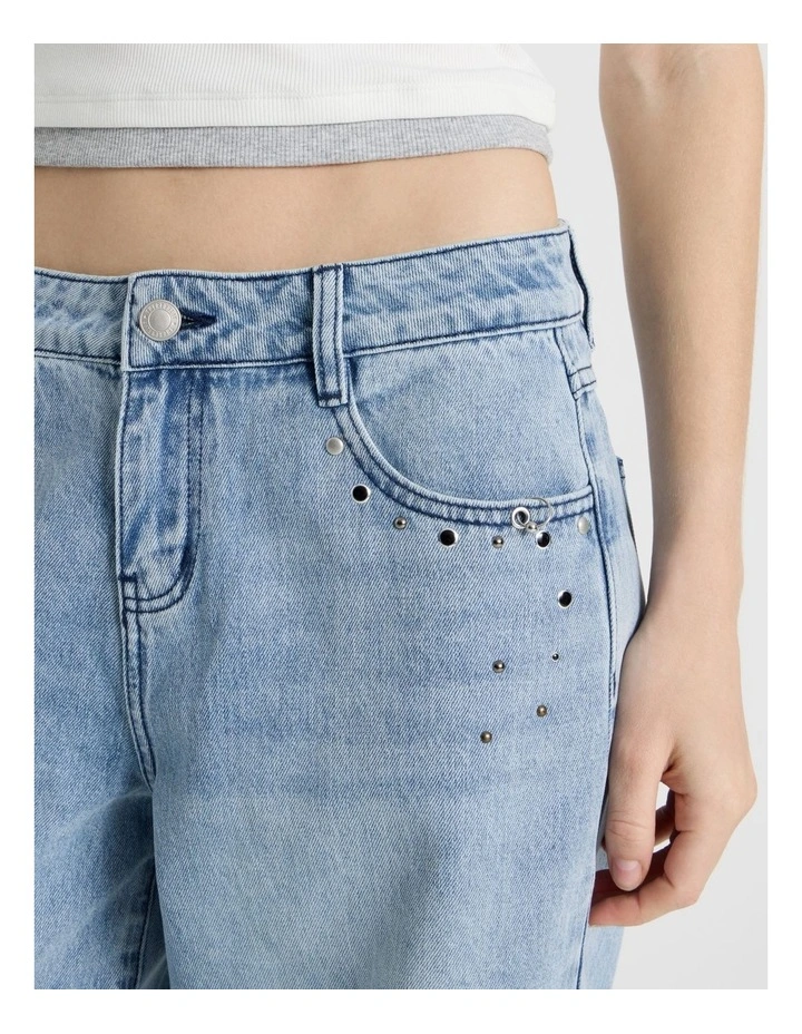 Baggy Barrel Leg with Studs in Light Blue image 4
