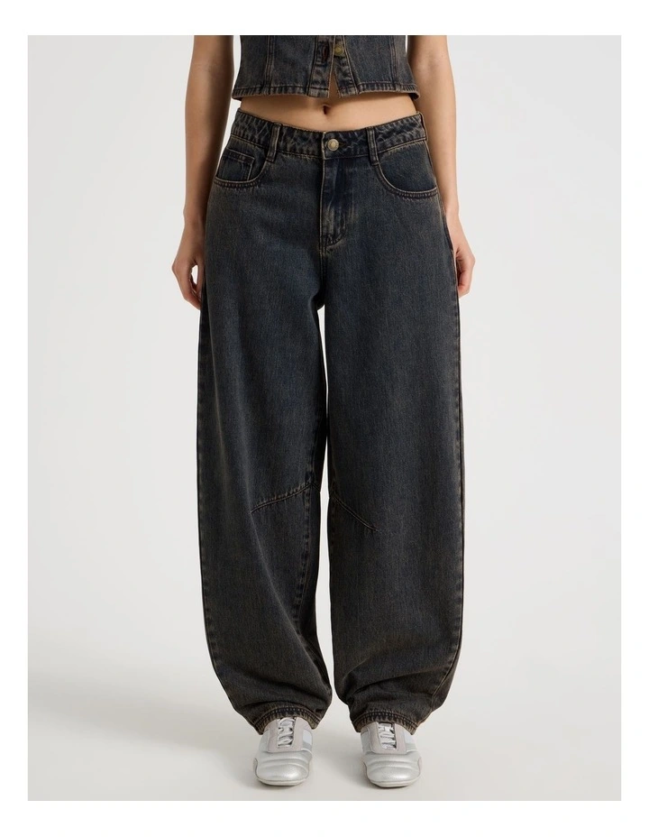 Oversized Barrel Jeans in Indigo Overdyed Brown image 2