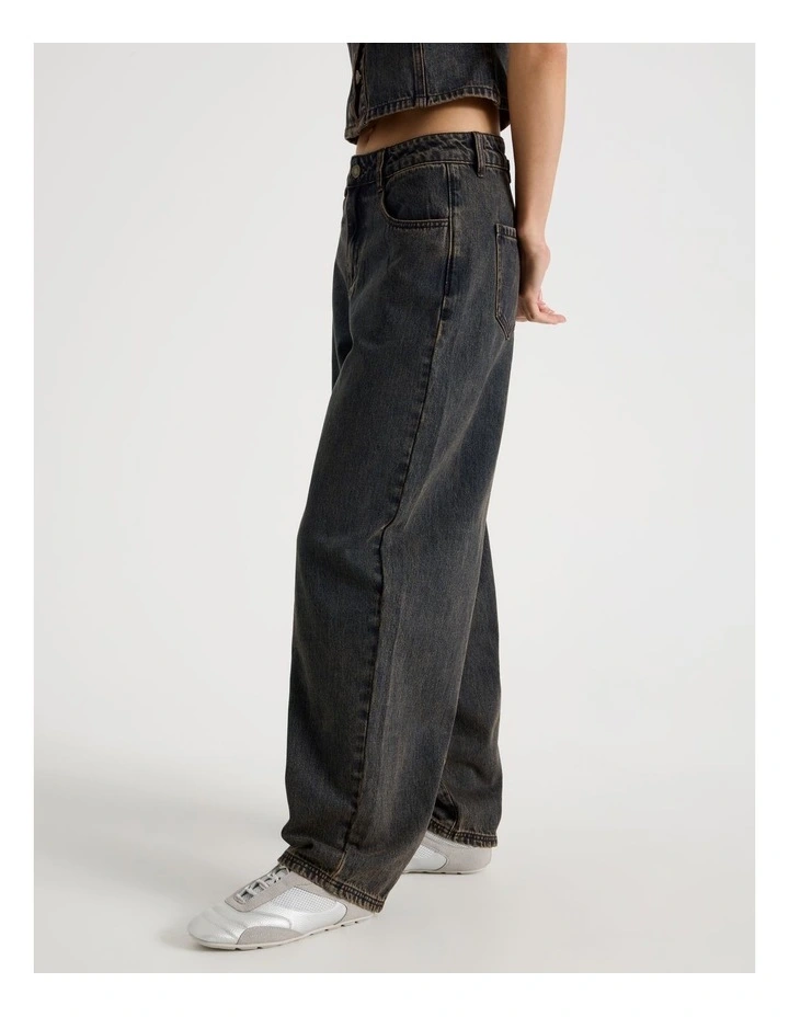 Oversized Barrel Jeans in Indigo Overdyed Brown image 4