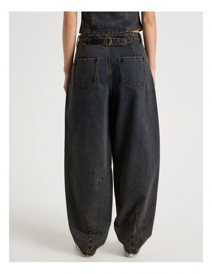 Oversized Barrel Jeans in Indigo Overdyed Brown image 6
