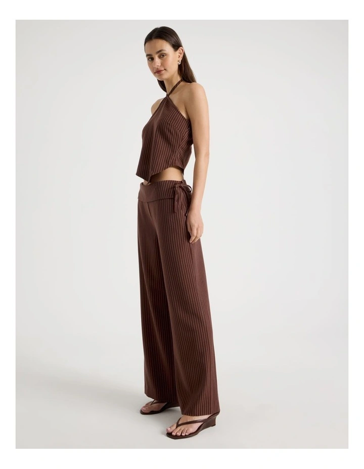 Fold Back Waist Pant in Sepia and Potpourri Pink Stripe image 1