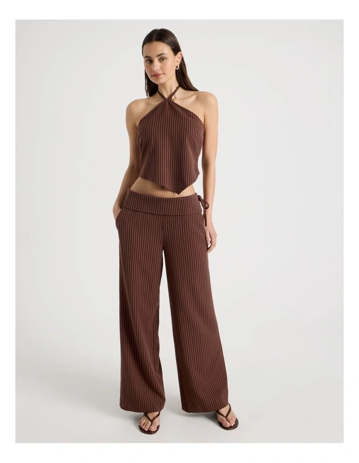 Fold Back Waist Pant in Sepia and Potpourri Pink Stripe image 3