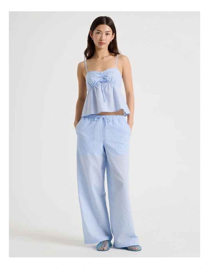 Pull On Wide Leg Pant in Blue Gingham image 2