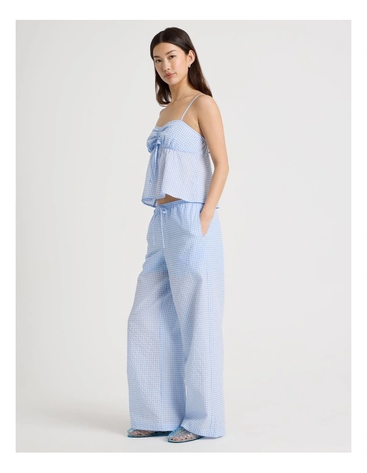 Pull On Wide Leg Pant in Blue Gingham image 4