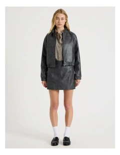 PU Leather Mini Skirt in Black