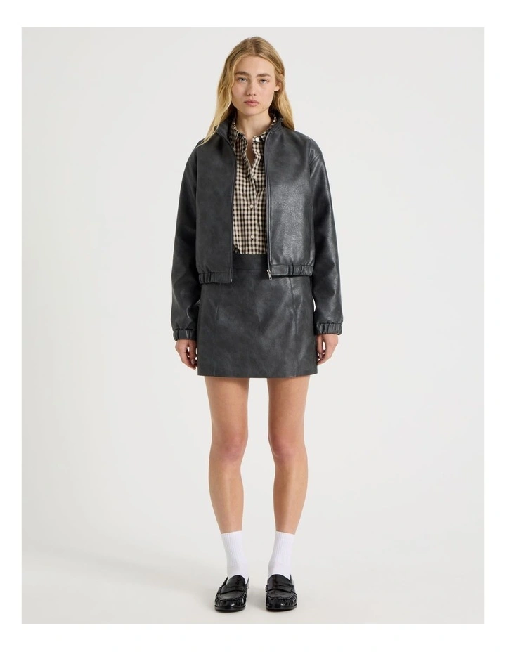 PU Leather Mini Skirt in Black image 1