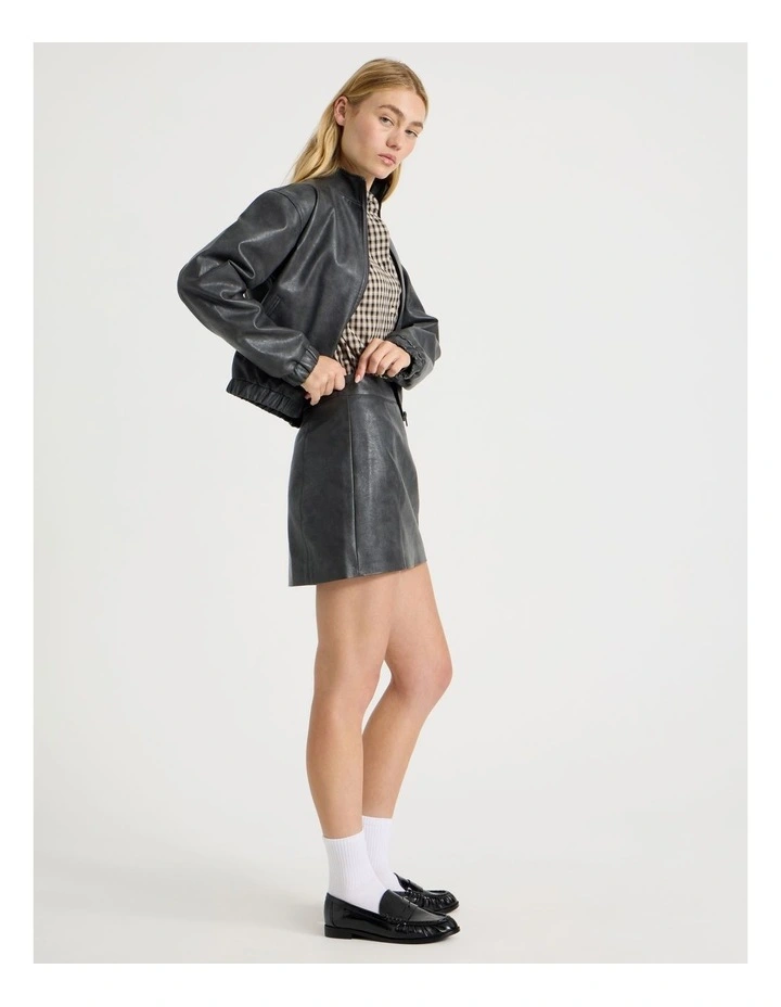 PU Leather Mini Skirt in Black image 4