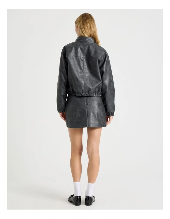 PU Leather Mini Skirt in Black image 6