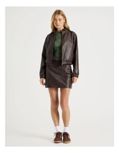 PU Leather Mini Skirt in Dark Brown