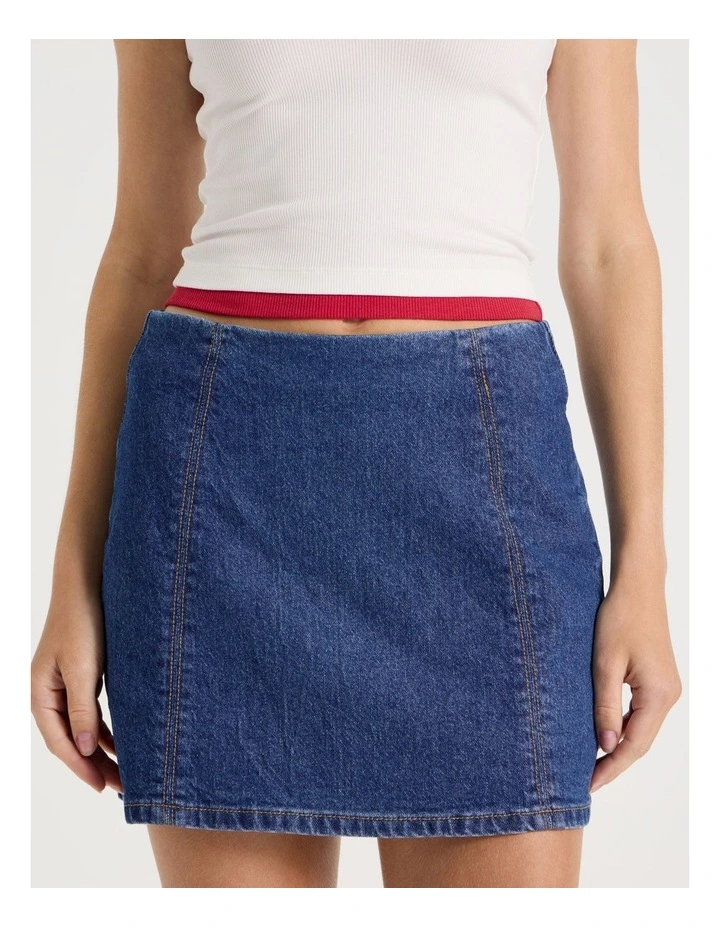 Mini Denim Skirt in Mid Blue image 2