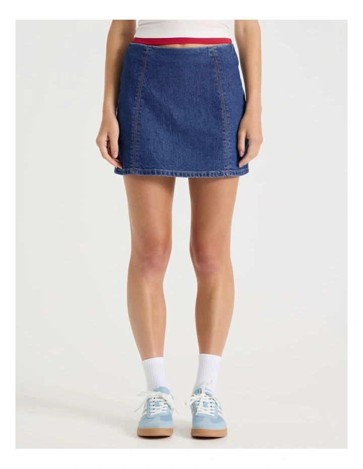 Mini Denim Skirt in Mid Blue image 3