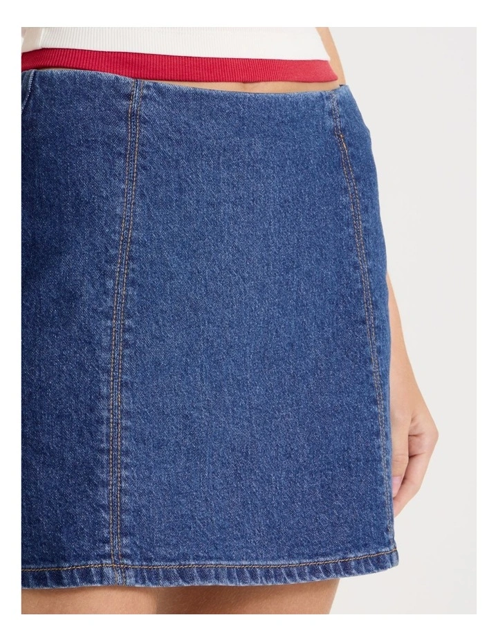 Mini Denim Skirt in Mid Blue image 4