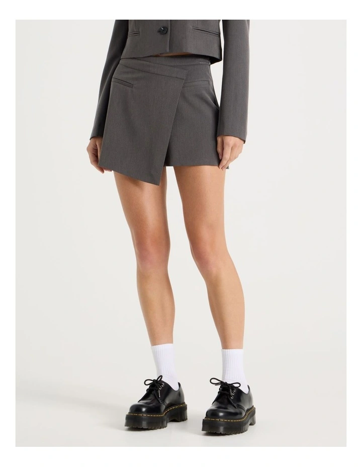Mini Wrap Skirt in Charcoal image 2