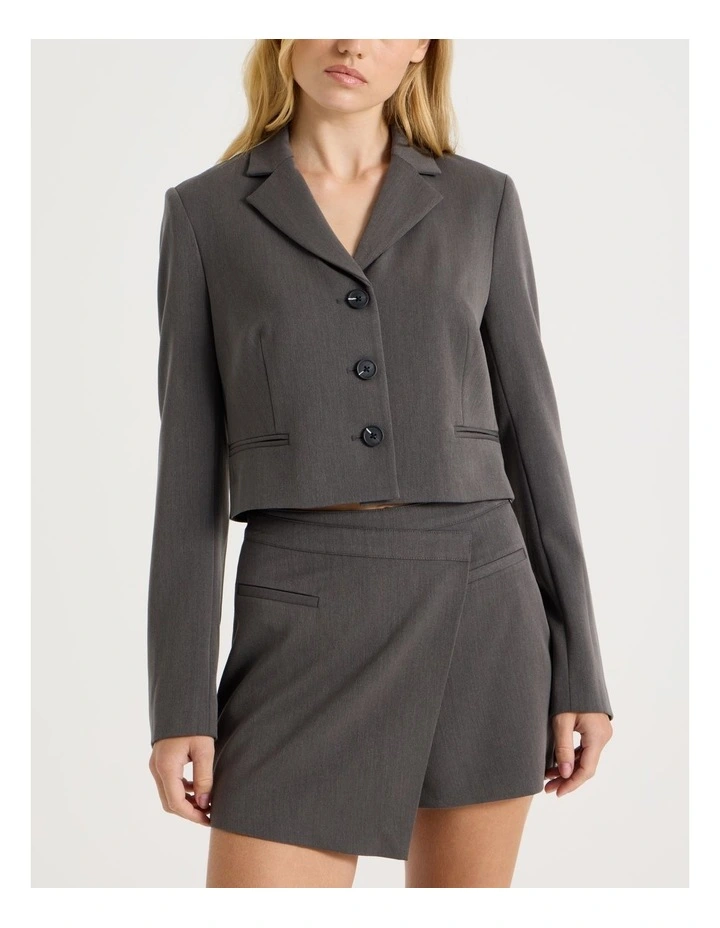 Mini Wrap Skirt in Charcoal image 3